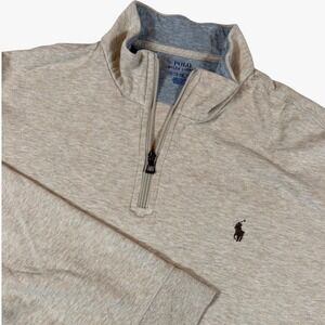 Polo Ralph Lauren Mens XXL Tan Heather Quarter Zip‎ Pullover Sweater Long Sleeve